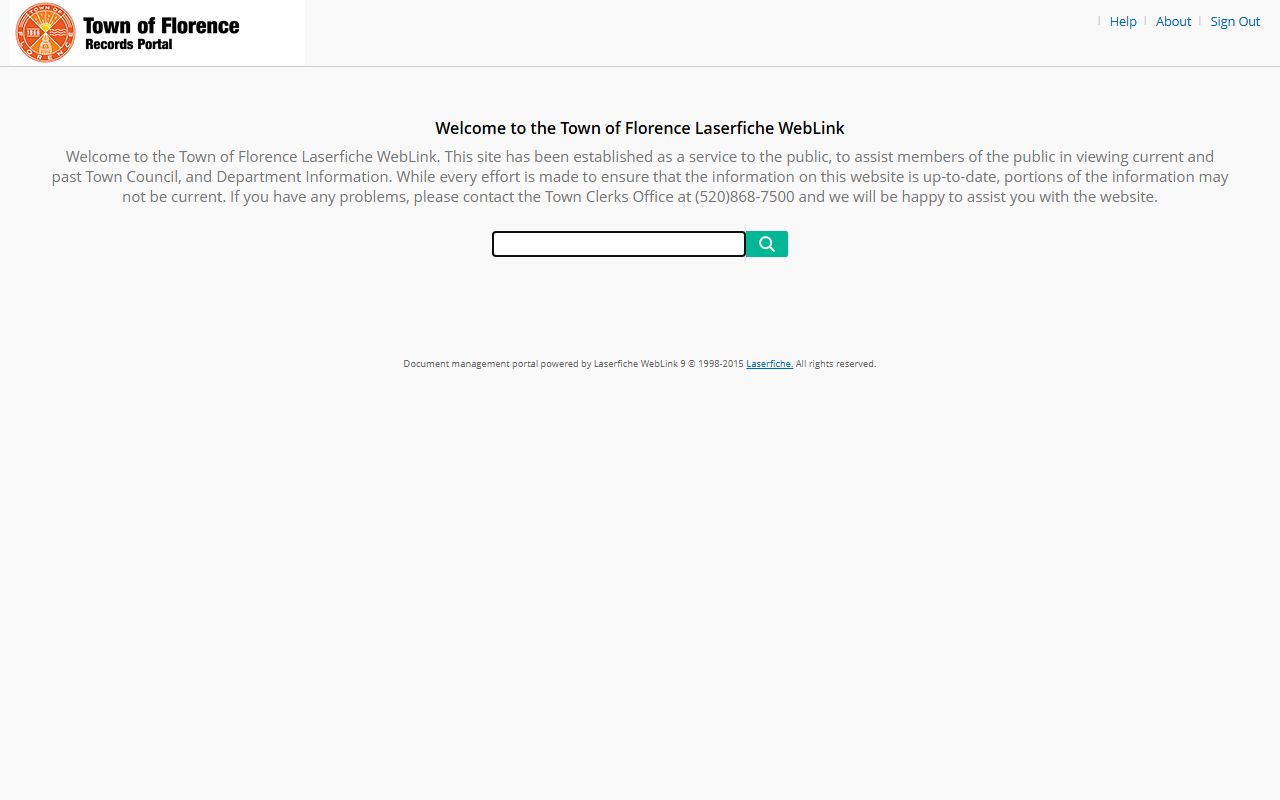 Florence town records WebLink portal for residents directory searches