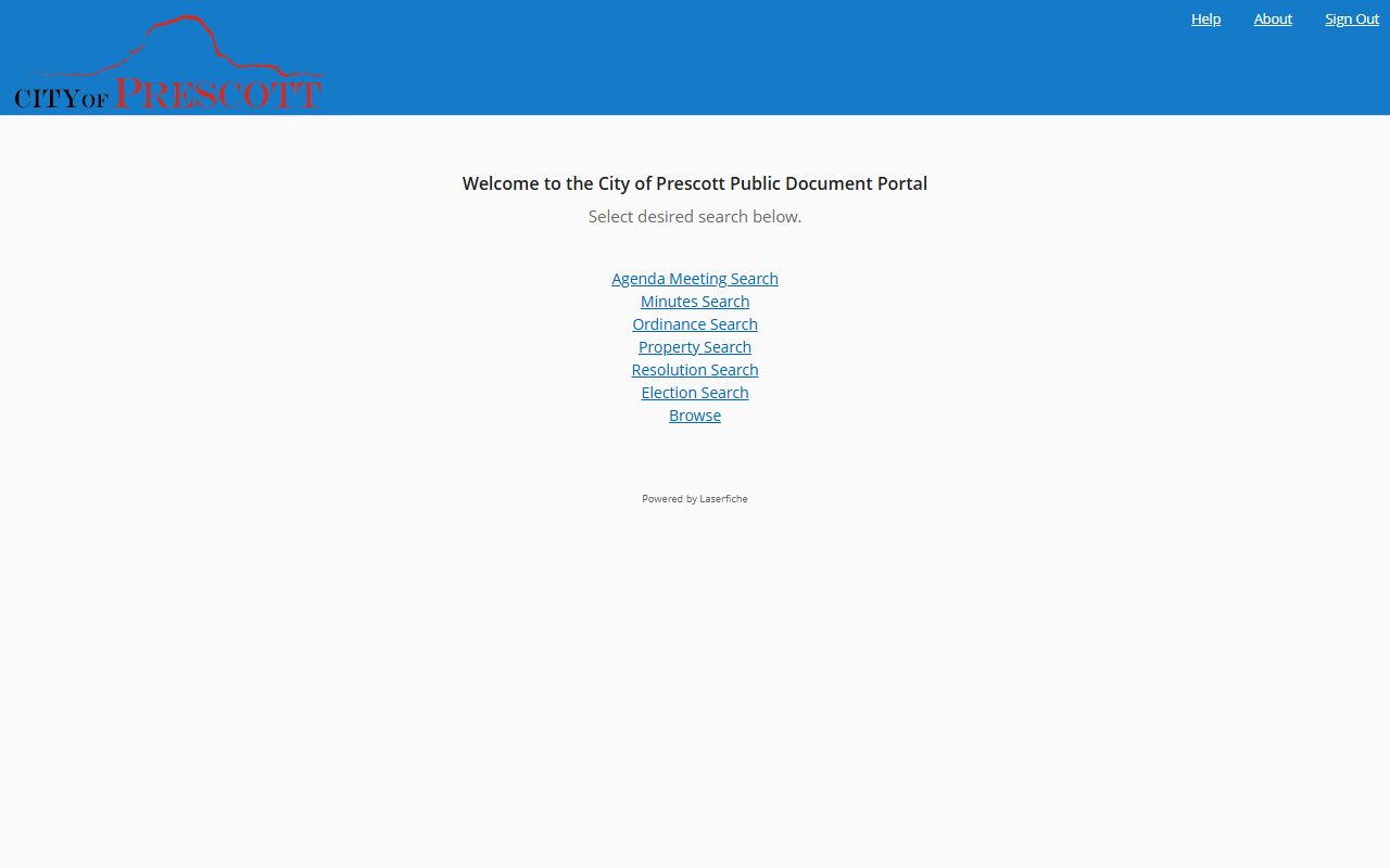 Prescott Laserfiche document search portal for residents directory