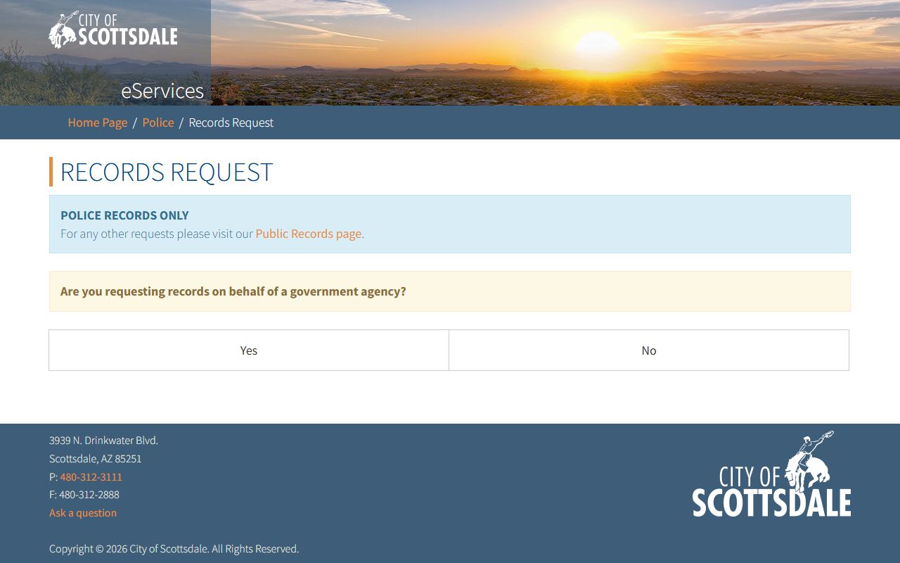 Scottsdale Police records request portal for residents directory searches