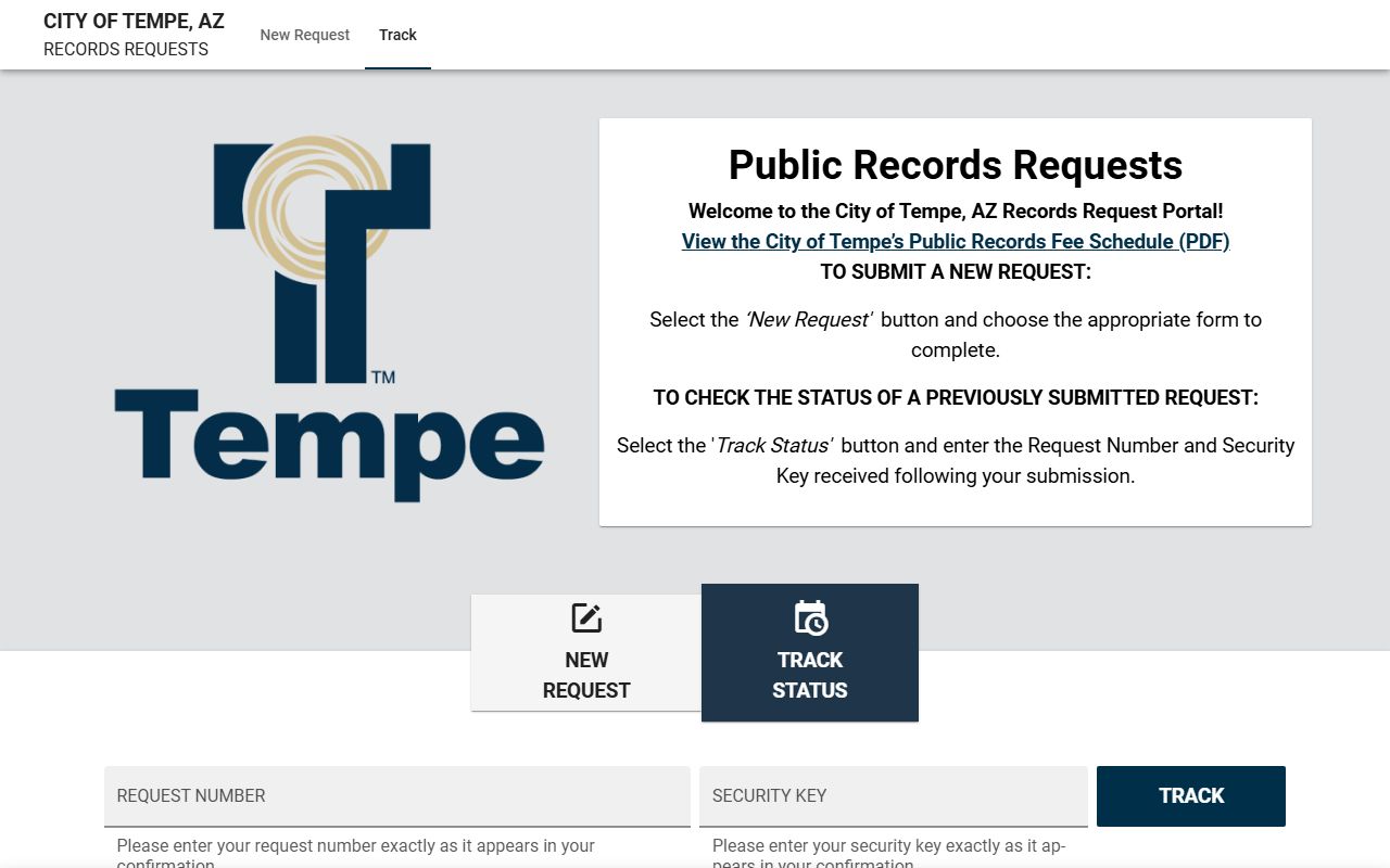 Tempe Police JustFOIA public records portal for residents directory