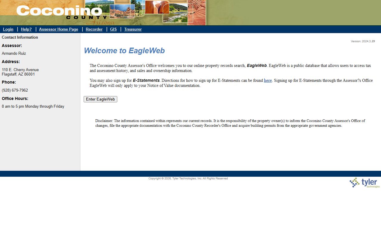 Coconino County Assessor EagleWeb property search for residents directory