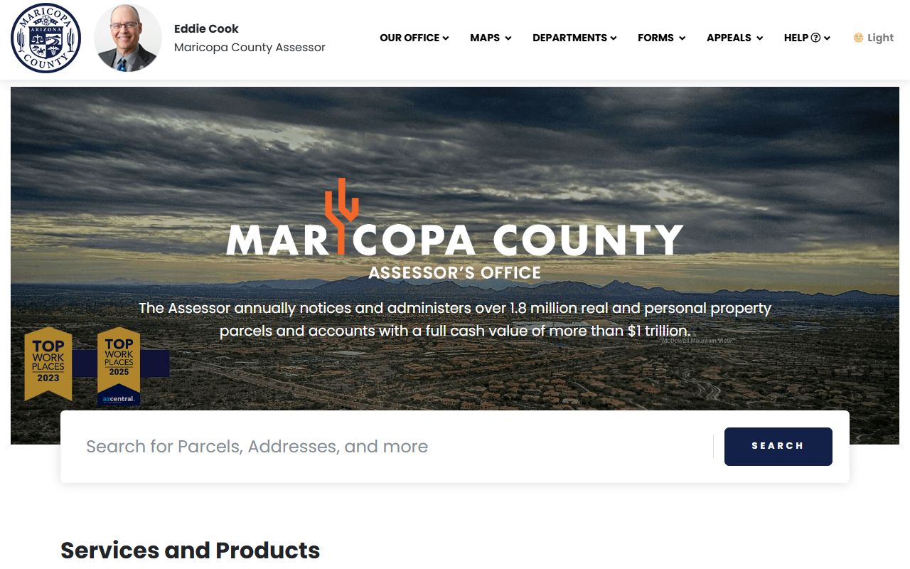 Maricopa County Assessor main portal for residents directory