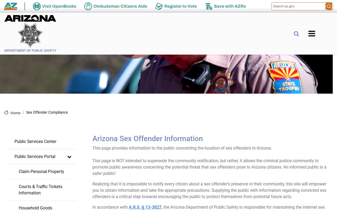 Arizona DPS sex offender registry for residents directory
